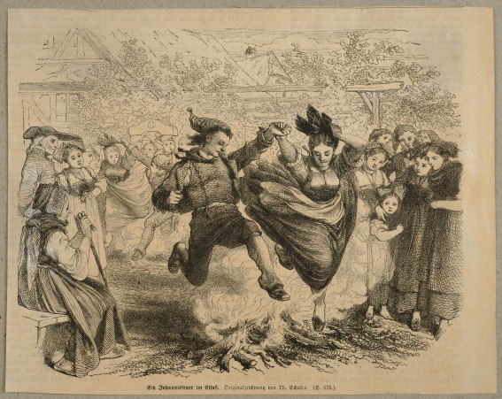 Feu de la Saint-Jean en Alsace ; Planche extraite d'un journal